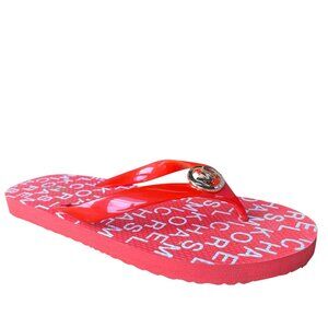 Michael Kors Mandarin Orange MK Logo Flip Flop Sandals Size 8